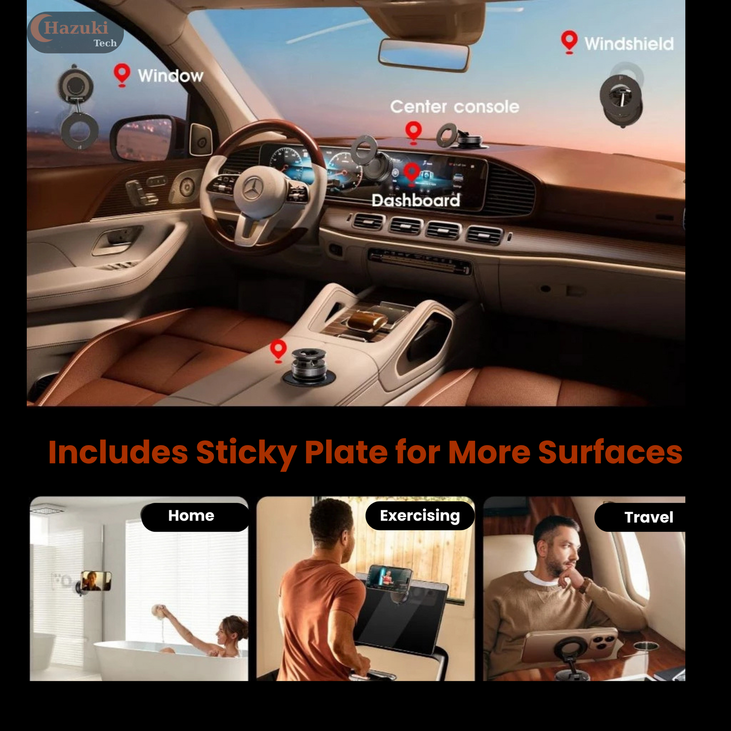 Magnetic Car Phone Mount – Foldable Suction Holder